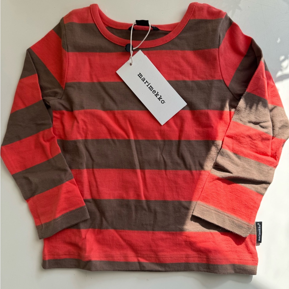Marimekko Kids Long Sleeve Red and Brown Striped Tee